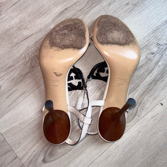 AUTHENTIC GUCCI White Interlocking GG Strappy Sandal Heels Size 10 - Picture 4 of 8